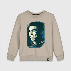 Свитшот хлопковый детский Боксер Мухаммед Али, цвет: миндальный