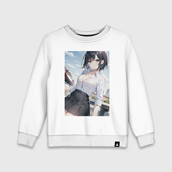 Свитшот хлопковый детский Anime girl in town, цвет: белый