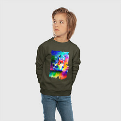 Свитшот хлопковый детский Акварельный Пикачу - поп-арт, цвет: хаки — фото 2