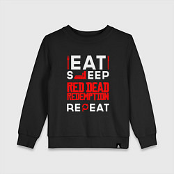 Свитшот хлопковый детский Надпись eat sleep Red Dead Redemption repeat, цвет: черный