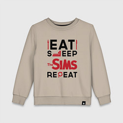 Детский свитшот Надпись: eat sleep The Sims repeat