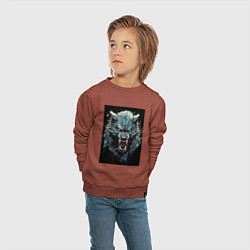 Свитшот хлопковый детский Синий волк, цвет: кирпичный — фото 2
