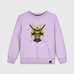 Свитшот хлопковый детский Череп самурая с катанами, цвет: лаванда