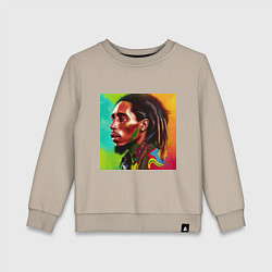 Детский свитшот Разноцветный цифровой арт Боб Марли