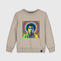 Свитшот хлопковый детский Jimi Hendrix Magic Glitch Art, цвет: миндальный