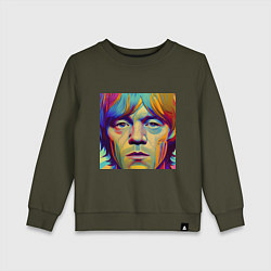 Свитшот хлопковый детский Brian Jones Digital Portret, цвет: хаки