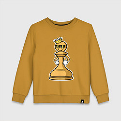 Свитшот хлопковый детский Шахматная пешка InChess, цвет: горчичный