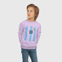 Свитшот хлопковый детский Месси сборная Аргентины ЧМ 2022, цвет: лаванда — фото 2