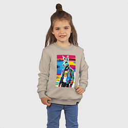 Свитшот хлопковый детский Кенгуру-модник - поп-арт - Австралия, цвет: миндальный — фото 2