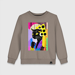 Детский свитшот Black cat cheese - pop art - poster