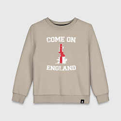 Свитшот хлопковый детский Come on England, цвет: миндальный