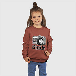 Свитшот хлопковый детский Smile camera, цвет: кирпичный — фото 2