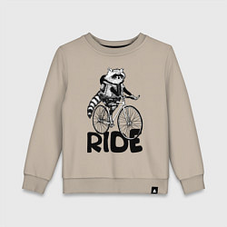 Свитшот хлопковый детский Raccoon ride, цвет: миндальный