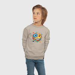 Свитшот хлопковый детский Ритмичный cмайлик, цвет: миндальный — фото 2
