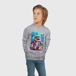 Свитшот хлопковый детский Акуленок, цвет: меланж — фото 2