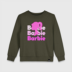Свитшот хлопковый детский Логотип Барби объемный, цвет: хаки
