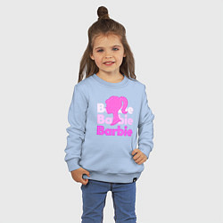 Свитшот хлопковый детский Логотип Барби объемный, цвет: мягкое небо — фото 2
