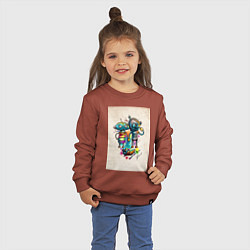 Свитшот хлопковый детский Machinarium, цвет: кирпичный — фото 2