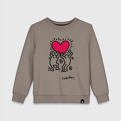 Свитшот хлопковый детский Человечки с сердцем - поп арт Кит Харинг, цвет: утренний латте