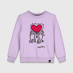 Свитшот хлопковый детский Человечки с сердцем - поп арт Кит Харинг, цвет: лаванда