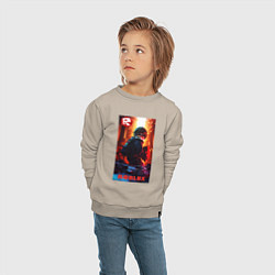 Свитшот хлопковый детский Roblox fire background, цвет: миндальный — фото 2