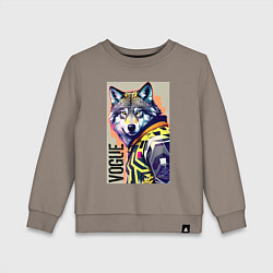 Свитшот хлопковый детский Wolf fashionista - pop art, цвет: утренний латте