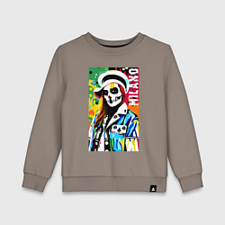 Свитшот хлопковый детский Skeleton fashionista - Milano - pop art, цвет: утренний латте