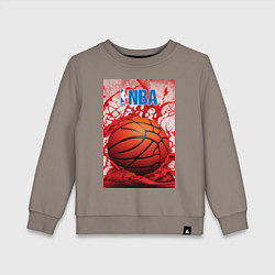 Свитшот хлопковый детский Баскетбольный мяч nba, цвет: утренний латте