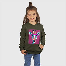 Свитшот хлопковый детский Жирафа в розовых очках, цвет: хаки — фото 2