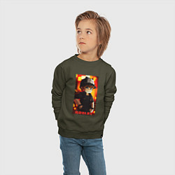 Свитшот хлопковый детский Roblox fire, цвет: хаки — фото 2