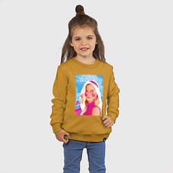 Свитшот хлопковый детский Барби Марго Робби, цвет: горчичный — фото 2