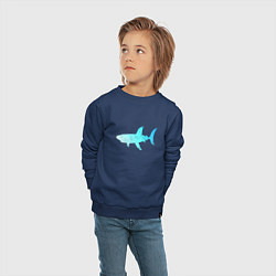 Свитшот хлопковый детский Акула лазурный градиент цвета моря, цвет: тёмно-синий — фото 2