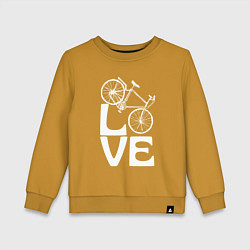 Свитшот хлопковый детский Любовь велосипедиста, цвет: горчичный