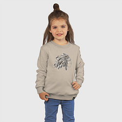 Свитшот хлопковый детский Профиль индеец с перьями рисунок, цвет: миндальный — фото 2