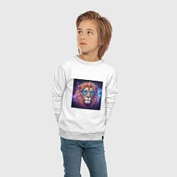 Свитшот хлопковый детский Космический лев в очках, цвет: белый — фото 2