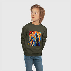 Свитшот хлопковый детский Средневековый рыцарь в доспехах, цвет: хаки — фото 2