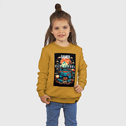 Свитшот хлопковый детский Геймер old school, цвет: горчичный — фото 2