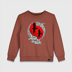 Свитшот хлопковый детский Вороны Одина - кельтский узор, цвет: кирпичный