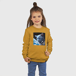Свитшот хлопковый детский Котик космонавт blue, цвет: горчичный — фото 2