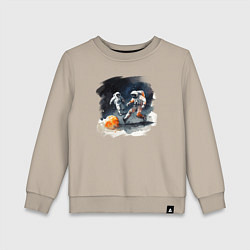 Свитшот хлопковый детский Космические футболисты, цвет: миндальный