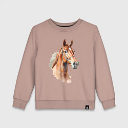Свитшот хлопковый детский Акварельная коричневая лошадь, цвет: пыльно-розовый