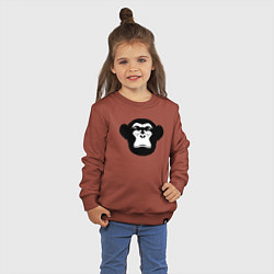 Свитшот хлопковый детский Морда шимпанзе, цвет: кирпичный — фото 2