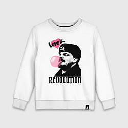 Свитшот хлопковый детский Ленин любовь и революция, цвет: белый