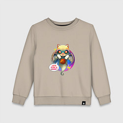 Свитшот хлопковый детский Кот призрак с клубочком, цвет: миндальный