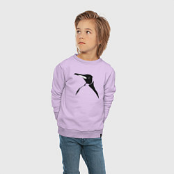 Свитшот хлопковый детский Пингвин в профиль трафарет, цвет: лаванда — фото 2