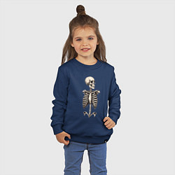 Свитшот хлопковый детский Улыбающийся скелет, цвет: тёмно-синий — фото 2