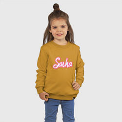 Свитшот хлопковый детский Саша шрифтом барби - объемный шрифт, цвет: горчичный — фото 2