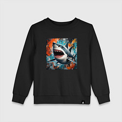 Свитшот хлопковый детский Зубастая акула, цвет: черный