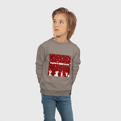 Свитшот хлопковый детский Новогодние ламы в шапочках, цвет: утренний латте — фото 2