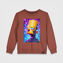 Свитшот хлопковый детский Cyber Bart Simpson - ai art, цвет: кирпичный